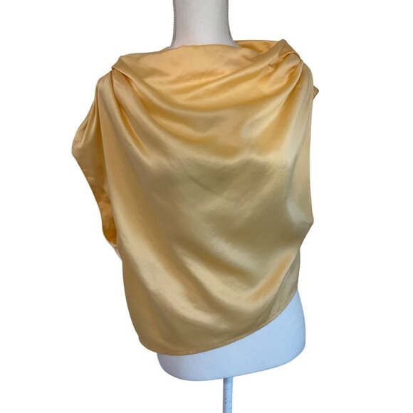 The Sei Draped Top in Butter 4 New Womens Silk Yellow Satin Blouse - Picture 5 of 12